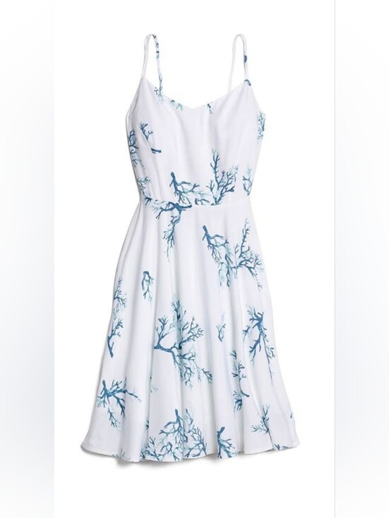 Old Navy Dresses & Skirts - Old Navy White Spaghetti-Strap Dress with Blue Coral Print